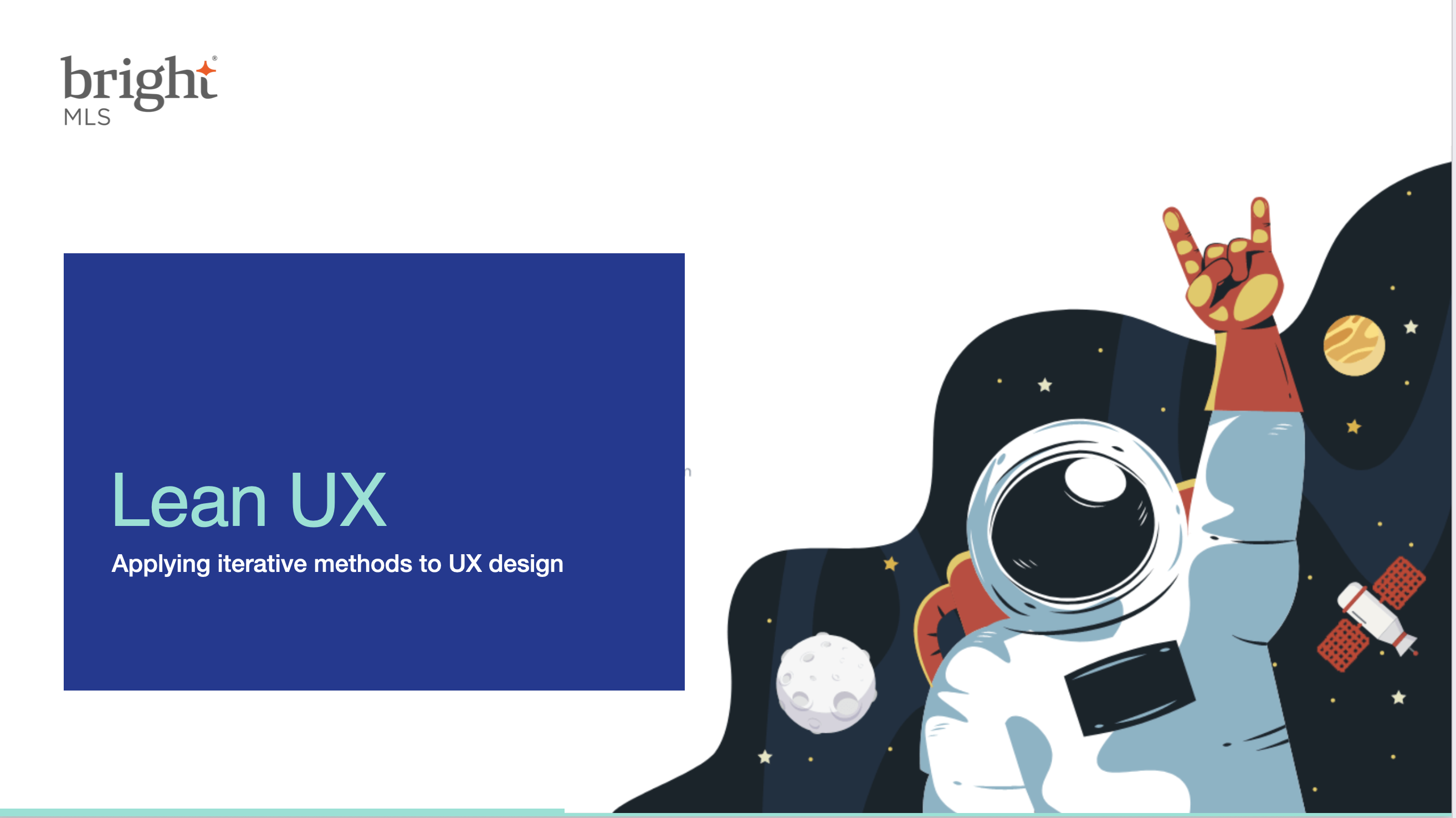 Bright MLS deck title slide: 'Lean UX — Applying iterative methods to UX design'