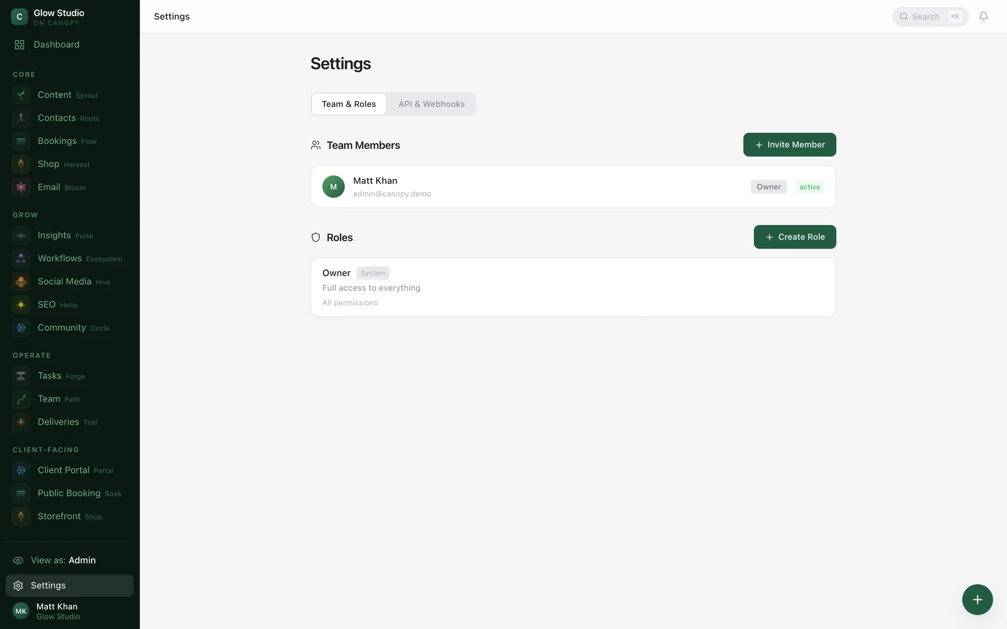 Team members and role-based permissions