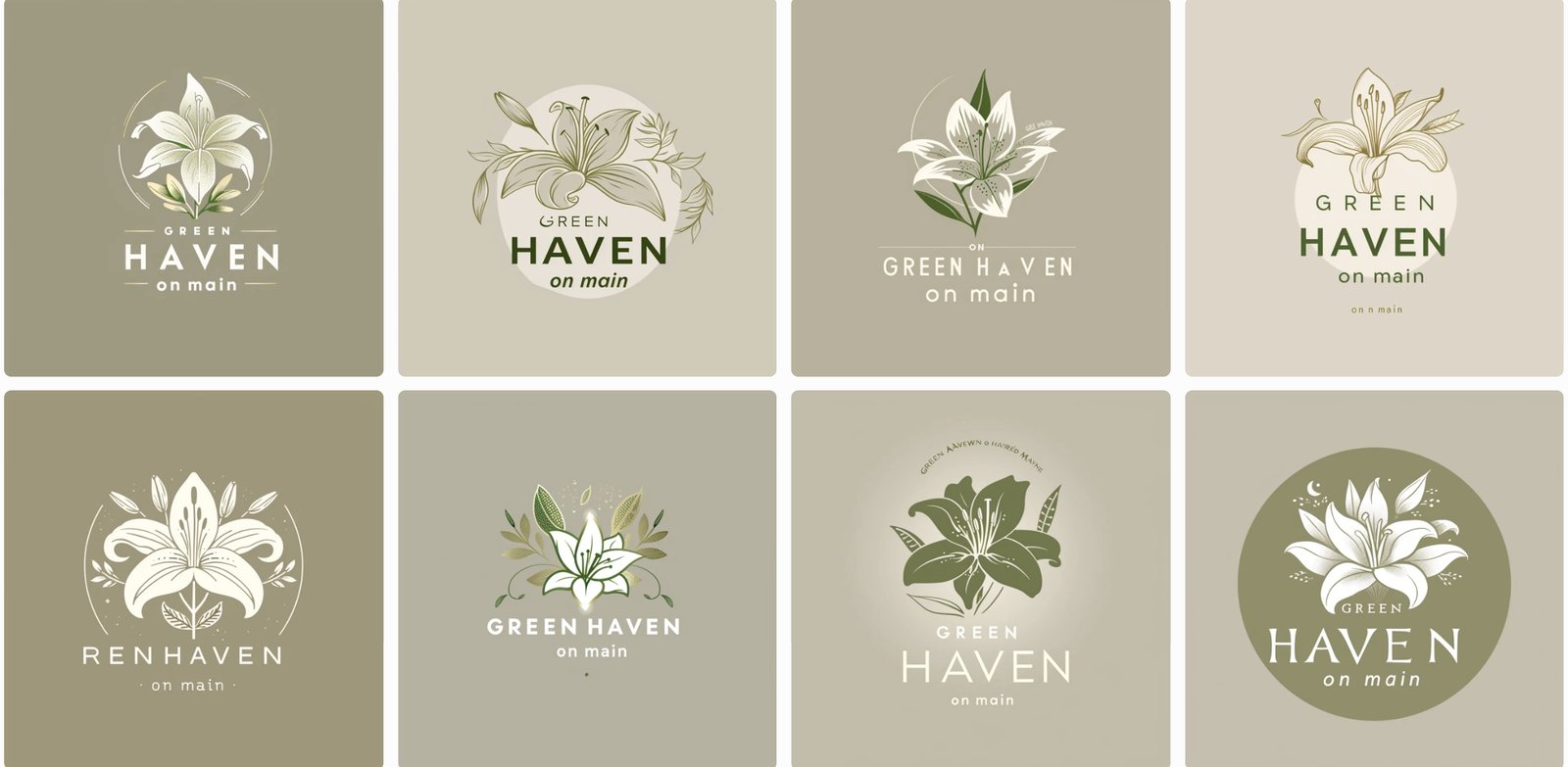 Early logo concept exploration grid
