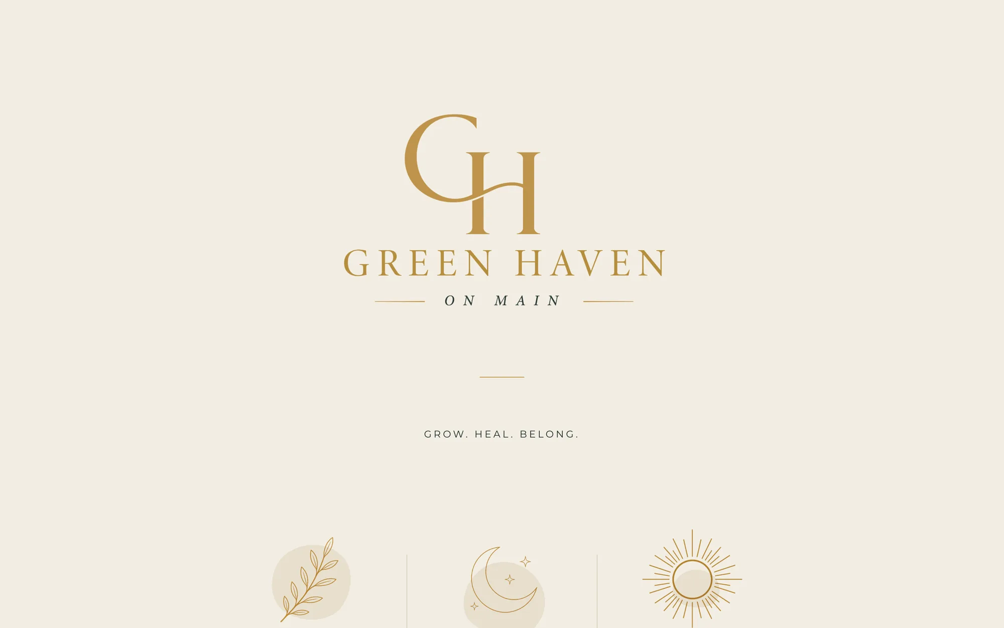 Brand book page: 'The Interlocking GH' logo system with applications on five background colors