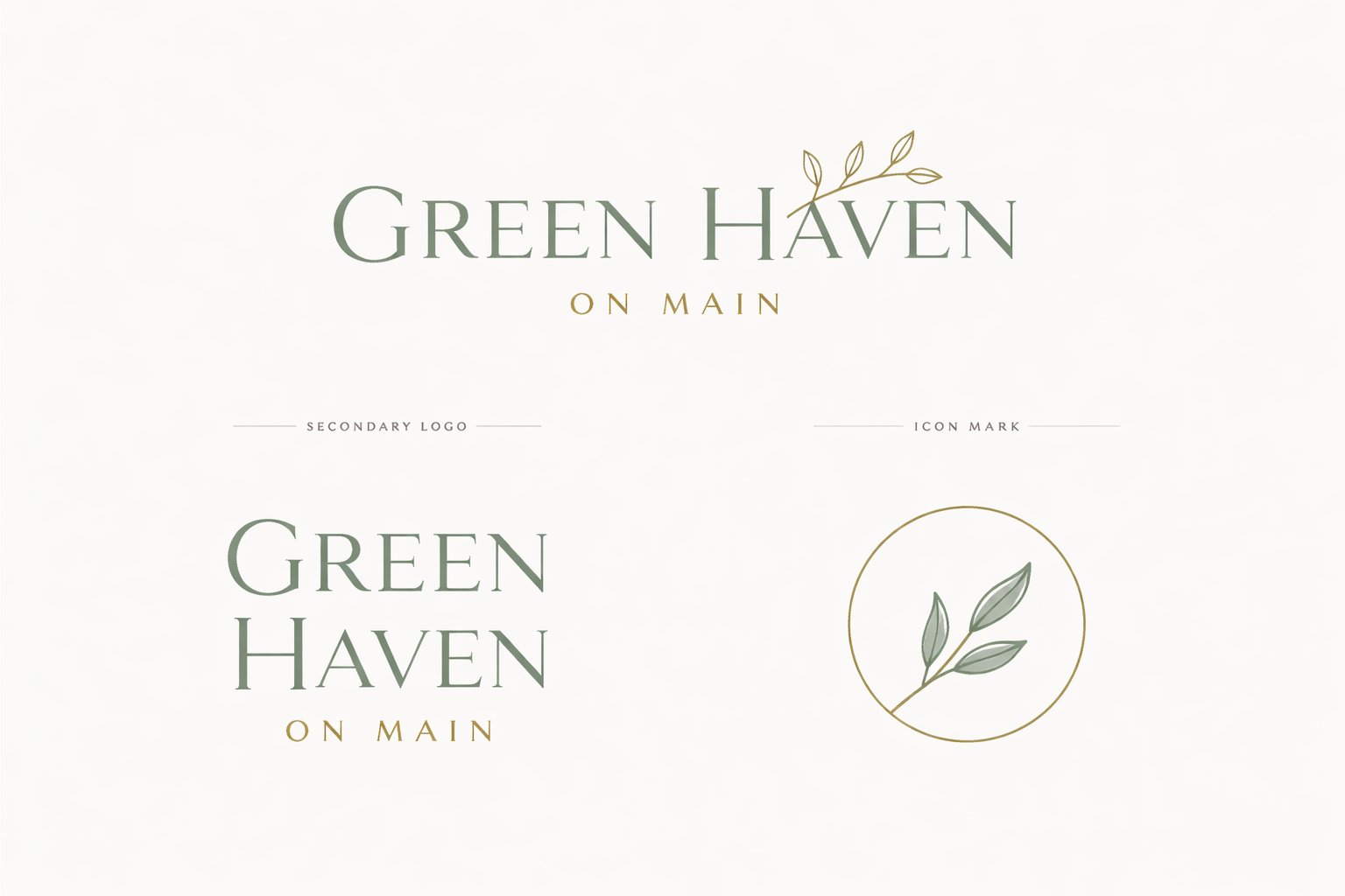 Final logo suite: monogram, circular stamp, stacked wordmark